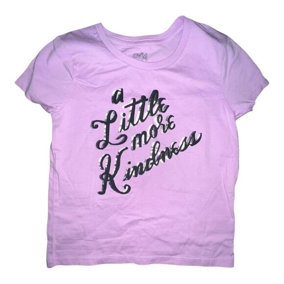 Gymboree Girls Purple Little More Kindness Graphic Short Sleeve T-Shirt Small - Picture 1 of 7